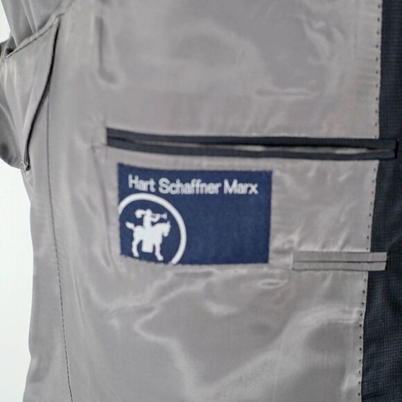 Hart Schaffner Marx 42R Wool Gray Check Suit 39/31 2 Piece 2 Button High Rise Pl - Picture 12 of 16